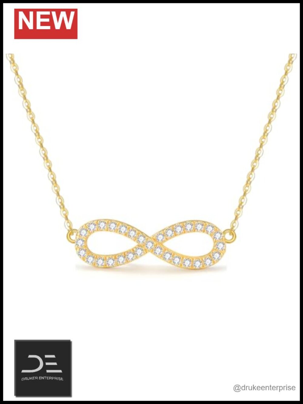 14k Gold Infinity Pendant Necklace Lab Grown Diamond 0.25 Cttw Women Fine